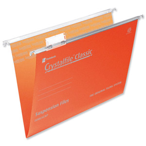 Rexel Crystalfile Classic Suspension File Manilla V-base 15mm Foolscap Orange Ref 3000050 [Pack 50] Ident: 209E