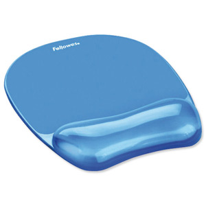Fellowes Crystal Mouse Mat Pad with Wrist Rest Gel Blue Ref 91141 Ident: 740D
