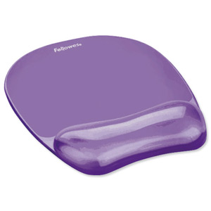 Fellowes Crystal Mouse Mat Pad with Wrist Rest Gel Purple Ref 91441 Ident: 740D