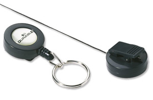 Durable Badge Reel Plastic with Key Ring Fastener and Retractable Cord Black Ref 8222/58 [Pack 10] Ident: 284H