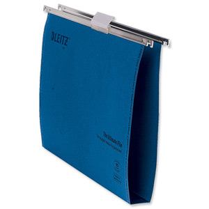 Leitz Ultimate Suspension File Recycled with Tabs Inserts 30mm Foolscap Blue Ref 17450035 [Pack 50]