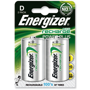 Energizer Battery Rechargeable Advanced Size D 1.2V NiMH 2500mAh HR20 Ref 626149 [Pack 2] Ident: 646A