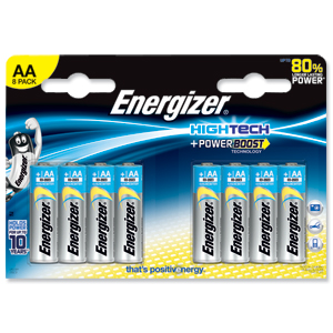 Energizer HighTech Battery Alkaline LR6 1.5V AA Ref 637448 [Pack 8] Ident: 166D