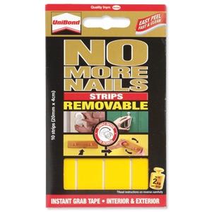 Unibond No More Nails Strip Ultra-strong Removable Translucent Ref 781739 [Pack 10]