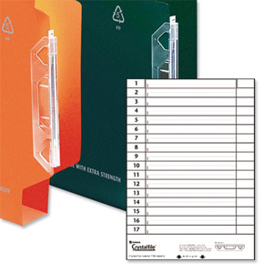 Rexel Crystalfile Extra Tab Inserts Card 17 per Sheet White Ref 70676 [Pack 25] Ident: 213E