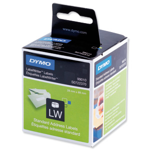 Dymo Labelwriter Labels Standard Address 28x89mm Ref 99010 S0722370 [Pack 2x130] Ident: 721F