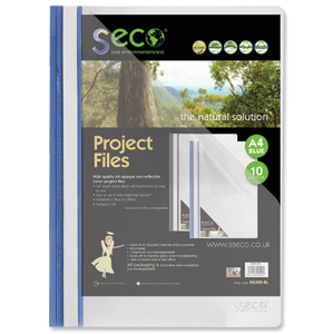SSeco Project File Polypropylene Oxo-biodegradable Flat Bar Opaque Front A4 Blue Ref KS320-BU [Pack 10] Ident: 203D