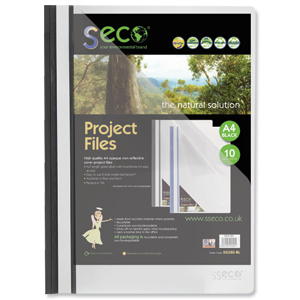 SSeco Project File Polypropylene Oxo-biodegradable Flat Bar Opaque Front A4 Black Ref KS320-BK [Pack 10] Ident: 203D