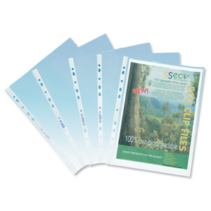SSeco Punched Pockets Polypropylene Oxo-biodegradable Multipunched 50 micron A4 Clear Ref PP50 [Pack 100] Ident: 234C