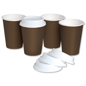 Coffee Cup and Drink Through Lid Combi Pack 10oz 296ml [Pack 50] Ident: 629H