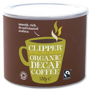 Clipper Fairtrade Instant Decaffeinated Coffee Organic Granules Freeze Dried Tin 500g Ref A06746 Ident: 612E
