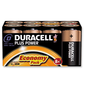 Duracell Plus Power Battery Alkaline 1.5V D Ref 81275540 [Pack 8] Ident: 648A