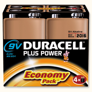 Duracell Plus Power Battery Alkaline 9V Ref 81275463 [Pack 4] Ident: 648A