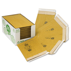 Jiffy Green Padded Bags with Kraft Outer and Recycled Paper Cushioning No.5 245x381mm Ref 01901 [Pack 25]
