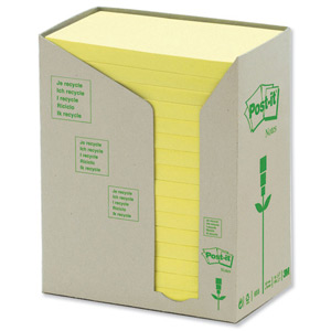 Post-it Note Recycled Tower Pack 76x127mm Pastel Yellow Ref 655-1T [Pack 16] Ident: 61A