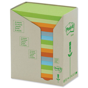 Post-it Notes Pad Recycled Tower Pack 76x127mm Pastel Rainbow Ref 655-1RPT [Pack 16] Ident: 61A