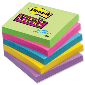 Post-it Super Sticky Removable Notes Pad 90 Sheets 76x76mm Ultra Assorted Ref 654-12SSUC [Pack 12] Ident: 60A