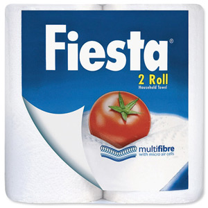 Fiesta Kitchen Towels Quilted 2-ply 229x239mm Sheets 55 per Roll Ref M01215 [Pack 2] Ident: 604C