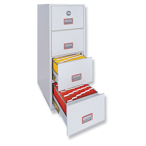 Phoenix Firefile Filing Cabinet Fire Resistant 4 Lockable Drawers 266Kg W530xD675xH1495mm Ref 2244 Ident: 566A
