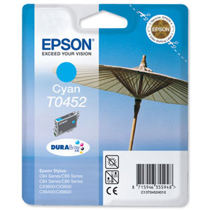 Epson T0452 Inkjet Cartridge DURABrite Parasol Page Life 250pp Cyan Ref C13T04524010