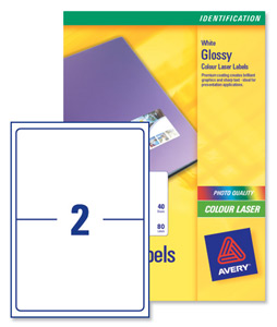 Avery Addressing Labels Colour Laser 2 per Sheet 199.6x143.5mm Ref L7768-40 [80 Labels] Ident: 139D