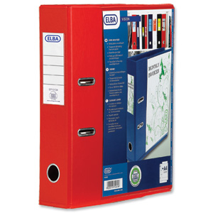 Elba Lever Arch File with Clear PVC Cover 70mm Spine A4 Red Ref 100080895 [Pack 10] Ident: 226B