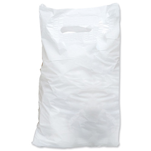 Carrier Bags Polythene Patch Handle 30 microns White [Pack 500] Ident: 576A
