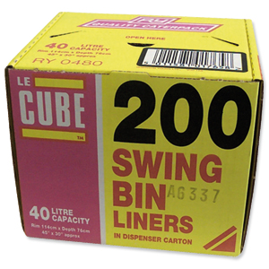 Robinson Young Le Cube Swing Bin Liners 44 Gauge 1140x760mm Ref [Pack 200] Ident: 522A