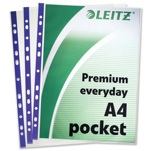Leitz Premium Polished Presentation Pockets Top and Side-opening A4 Clear Ref 62011 [Pack 25] Ident: 234B