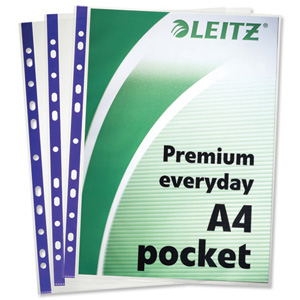 Leitz Premium Polished Presentation Pockets Top and Side-opening A4 Clear Ref 62011 [Pack 25]