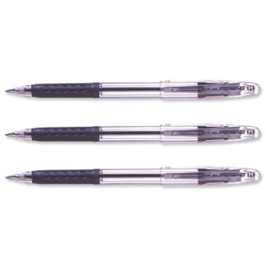 Pentel Superb Grip Ball Pen 1.0mm Tip 0.5mm Line Black Ref BK401M-A [Pack 12]
