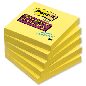 Post-it Super Sticky Removable Notes Pad 90 Sheets 76x76mm Yellow Ref 654S [Pack 12]