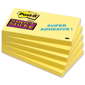 Post-it Super Sticky Removable Notes 76x127mm Yellow Ref 655S [Pack 12] Ident: 60C