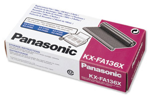 Panasonic Fax Ribbon Refill Roll Black Ref KXFA136X [Pack 2]