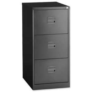 Trexus Filing Cabinet Steel Lockable 3-Drawer W470xD622xH1016mm Black Ref CC3H1A av1 Ident: 461B