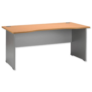 Tercel Eyas Classic Double Wave Desk Panel-end 25mm Top W1600xD1000-800xH720mm Beech