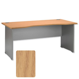 Tercel Eyas Classic Double Wave Desk Panel-end 25mm Top W1600xD1000-800xH720mm Oak