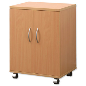 Trexus Mobile Office Storage Cupboard Twin Door with Adjustable Shelf W530xD400xH720mm Beech Ident: 439D
