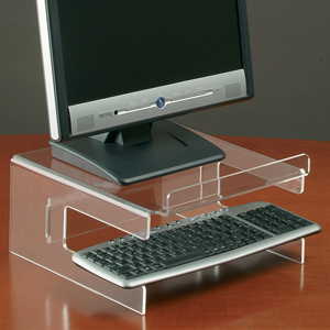 TFT Monitor Stand Acrylic with Keyboard Storage for 19in H150mm Clear