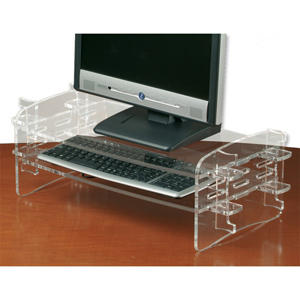 Monitor and Keyboard Stand Variable Height Capacity 12kg Acrylic Clear Ident: 746F