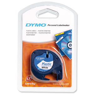 Dymo LetraTag Tape Plastic 12mmx4m Pearl White Ref 91201 S0721610 Ident: 724B