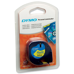 Dymo LetraTag Tape Plastic 12mmx4m Hyper Yellow Ref 91202 S0721620 Ident: 724B