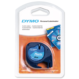 Dymo LetraTag Tape Plastic 12mmx4m Ultra Blue Ref 91205 S0721650 Ident: 724B