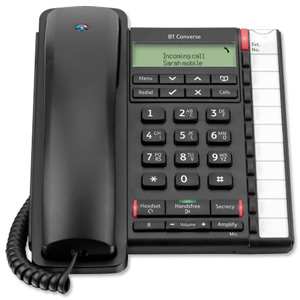 BT Converse 2300 Telephone Caller Display 10 Redial 100-entry Directory Black Ref 040212 Ident: 671D