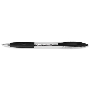 Bic Atlantis Ball Pen Retractable Cushioned Grip 1.0mm Tip 0.4mm Line Black Ref 887132 [Pack 12] Ident: 79D