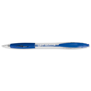 Bic Atlantis Ball Pen Retractable Cushioned Grip 1.0mm Tip 0.4mm Line Blue Ref 887131 [Pack 12] Ident: 79D