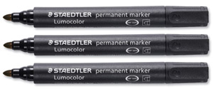 Staedtler Lumocolor Permanent Marker Bullet Tip 2mm Line Black Ref 3529 [Pack 10]