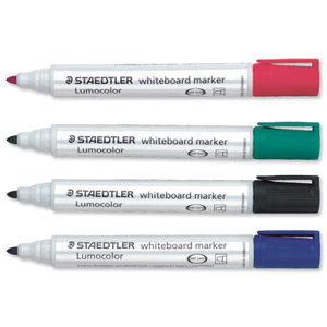 Staedtler Lumocolor Drywipe Markers Bullet Tip 2mm Line Assorted Colours Ref 351WP4 [Wallet 4] Ident: 97D