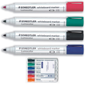 Staedtler Lumocolor Drywipe Markers Bullet Tip 2mm Line Assorted Colours Ref 351WP6 [Wallet 6] Ident: 97D