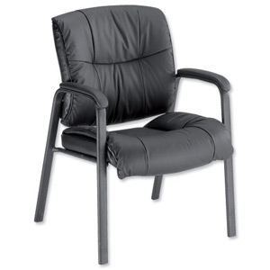 Sonix Camden Visitors Chair H500mm W520xD540xH460mm Leather Black Ident: 414B